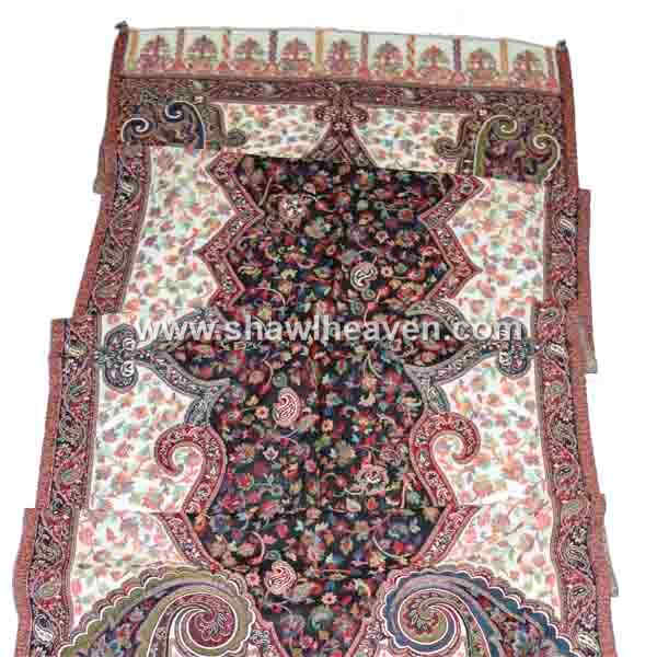 Antique kashmiri jacquard woven kani merino wool schal shawl